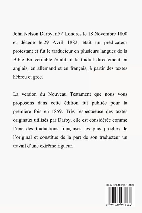 Produktbild: La Bible Nouveau Testament traduite par JN Darby
