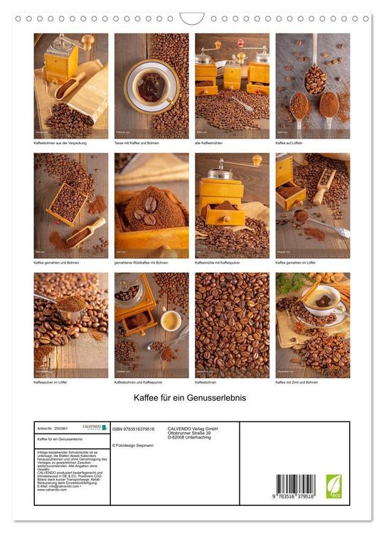 Produktbild: Kaffee f&uuml;r ein Genusserlebnis (Wandkalender 2026 DIN A3 hoch), CALVENDO Monatskalender