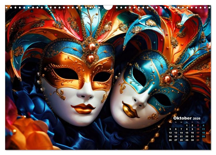 Produktbild: MASKEN - poetisch und vertr&auml;umt (Wandkalender 2026 DIN A3 quer), CALVENDO Monatskalender