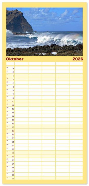 Produktbild: Familienplaner 2026 - Teneriffa - Insel der Gl&uuml;ckseligen mit 5 Spalten (Wandkalender, 21 x 45 cm) CALVENDO