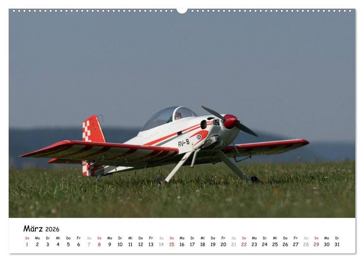 Produktbild: Tollk&uuml;hne Helden der Fliegerei - Modellflugzeuge in Aktion (hochwertiger Premium Wandkalender 2026 DIN A2 quer), Kunstdruck in Hochglanz
