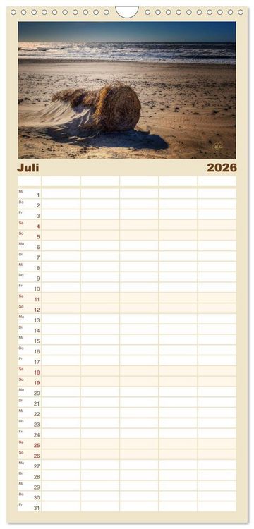 Produktbild: Familienplaner 2026 - Nordsee-D&uuml;nen mit 5 Spalten (Wandkalender, 21 x 45 cm) CALVENDO