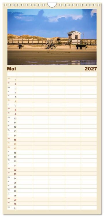 Produktbild: Familienplaner 2027 - Sankt Peter-Ording - Str&auml;nde, D&uuml;nen, Weite mit 5 Spalten (Wandkalender, 21 x 45 cm) CALVENDO