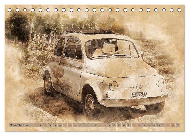 Produktbild: Kult-Autos, Nuova 500 (Tischkalender 2026 DIN A5 quer), CALVENDO Monatskalender