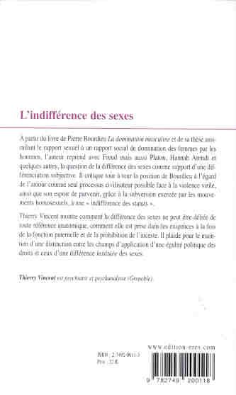 Produktbild: Indifferences des sexes (l )