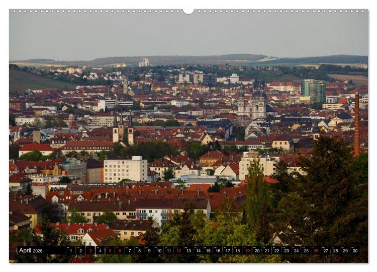 Produktbild: W&uuml;rzburg am Abend (hochwertiger Premium Wandkalender 2026 DIN A2 quer), Kunstdruck in Hochglanz