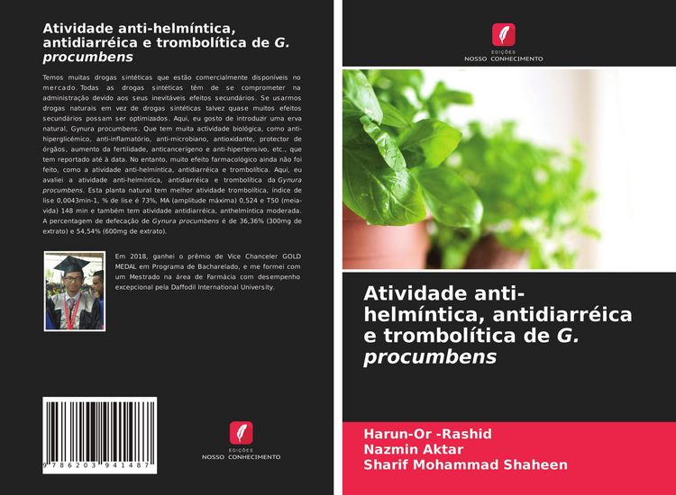 Produktbild: Atividade anti-helm&iacute;ntica, antidiarr&eacute;ica e trombol&iacute;tica de G. procumbens