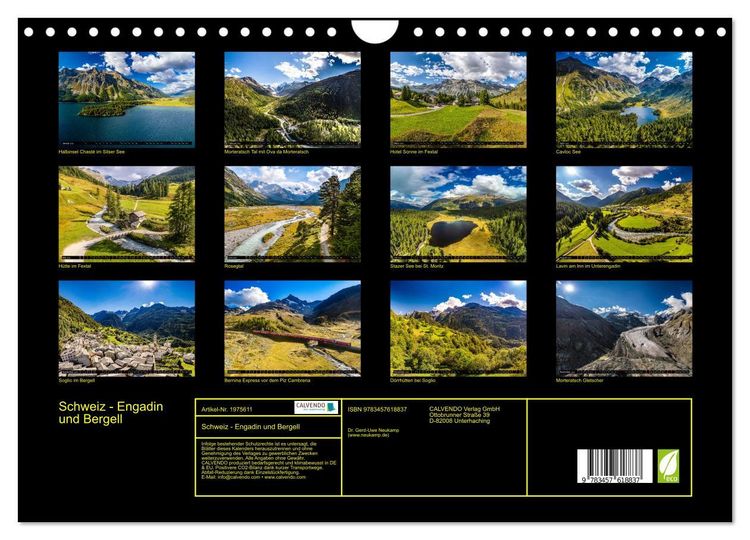 Produktbild: Schweiz - Engadin und Bergell (Wandkalender 2026 DIN A4 quer), CALVENDO Monatskalender