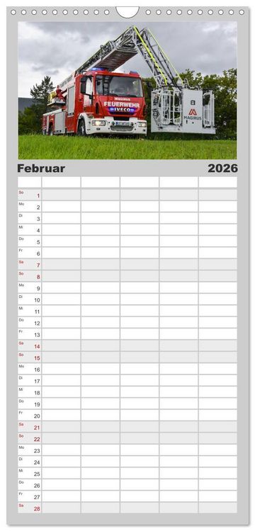 Produktbild: Familienplaner 2026 - Feuerwehrfahrzeuge mit 5 Spalten (Wandkalender, 21 x 45 cm) CALVENDO