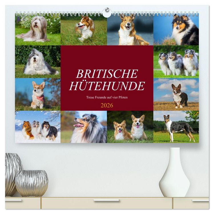 Produktbild: Britische H&uuml;tehunde - Treue Freunde auf vier Pfoten (hochwertiger Premium Wandkalender 2026 DIN A2 quer), Kunstdruck in Hochglanz