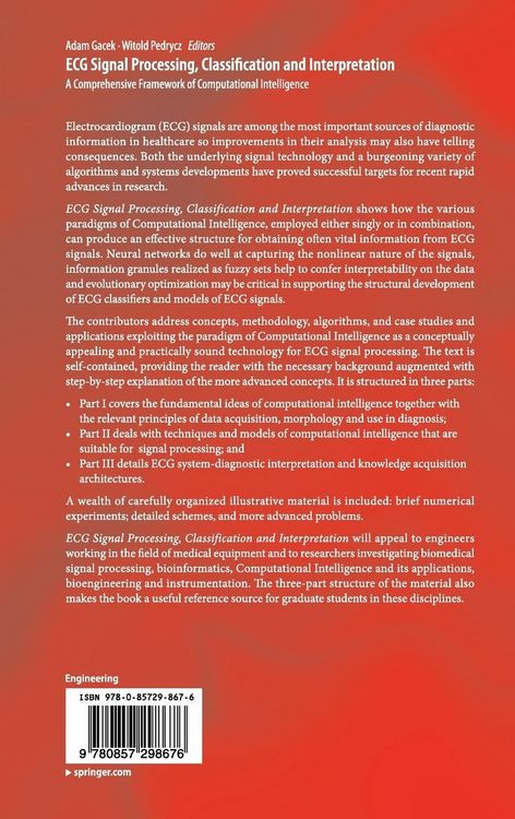 Produktbild: ECG Signal Processing, Classification and Interpretation