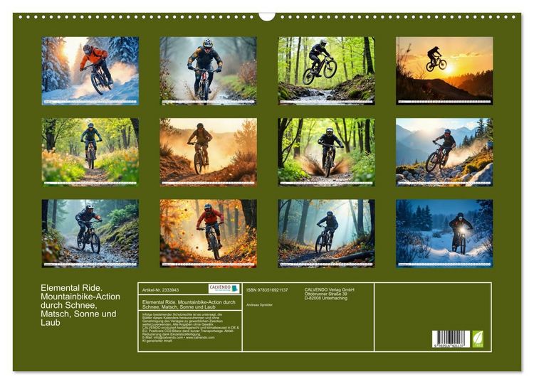 Produktbild: Elemental Ride. Mountainbike-Action durch Schnee, Matsch, Sonne und Laub (Wandkalender 2027 DIN A2 quer), CALVENDO Monatskalender