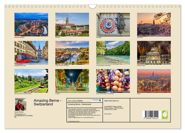 Produktbild: Amazing Berne - Switzerland (Wall Calendar 2026 DIN A3 landscape), CALVENDO 12 Month Wall Calendar