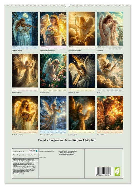 Produktbild: Engel - Eleganz mit himmlischen Attributen (hochwertiger Premium Wandkalender 2026 DIN A2 hoch), Kunstdruck in Hochglanz