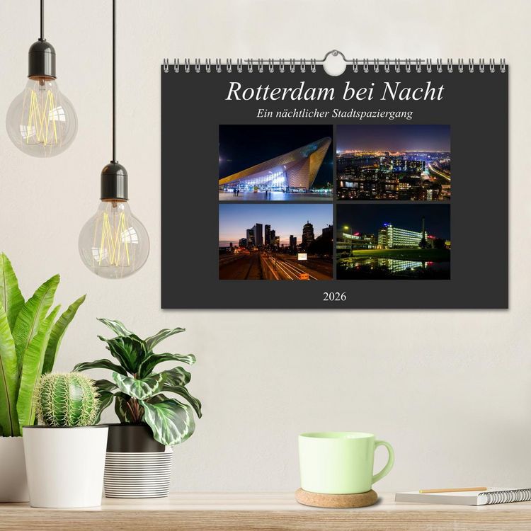 Produktbild: Rotterdam bei Nacht (Wandkalender 2026 DIN A4 quer), CALVENDO Monatskalender