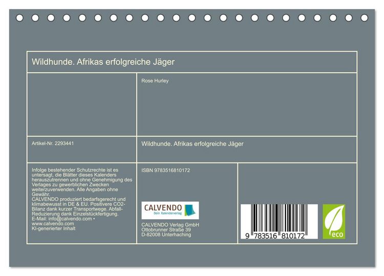 Produktbild: Wildhunde. Afrikas erfolgreiche J&auml;ger (Tischkalender 2027 DIN A5 quer), CALVENDO Monatskalender
