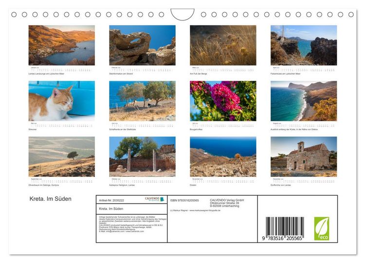 Produktbild: Kreta. Im S&uuml;den (Wandkalender 2026 DIN A4 quer), CALVENDO Monatskalender