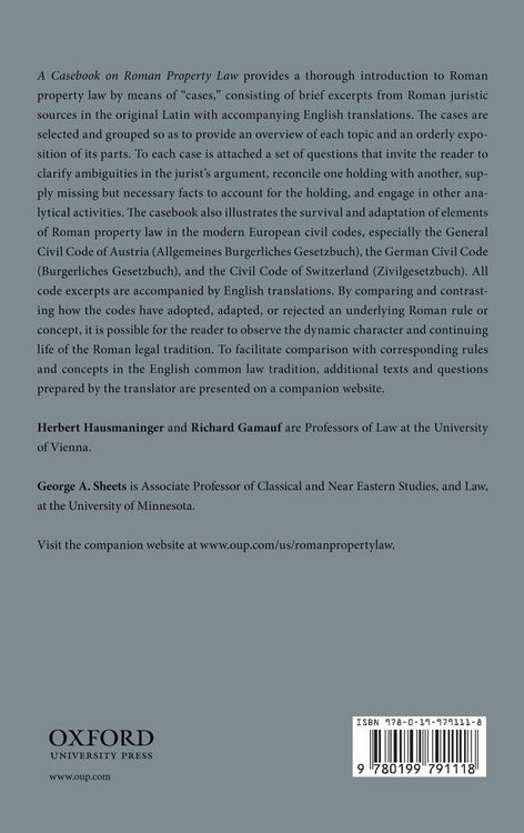 Produktbild: A Casebook on Roman Property Law