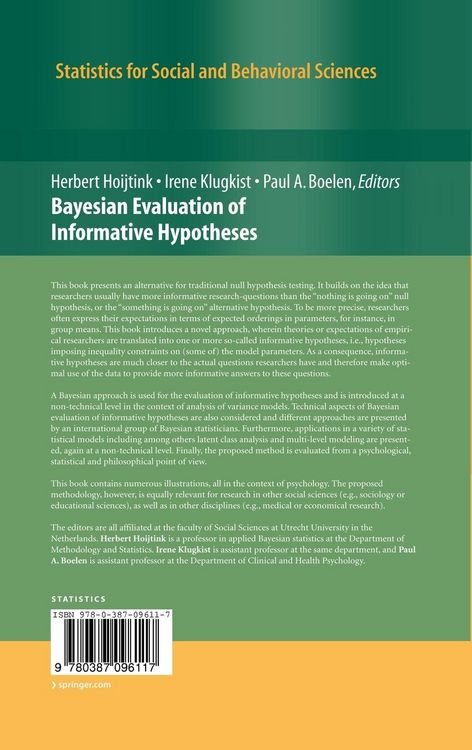 Produktbild: Bayesian Evaluation of Informative Hypotheses