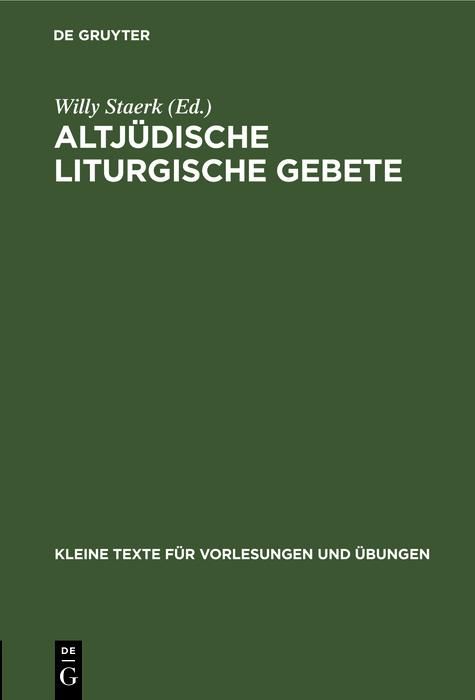 Produktbild: Altj&uuml;dische liturgische Gebete