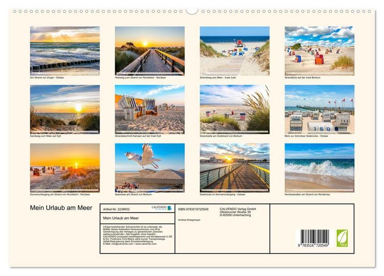 Produktbild: Mein Urlaub am Meer (hochwertiger Premium Wandkalender 2026 DIN A2 quer), Kunstdruck in Hochglanz