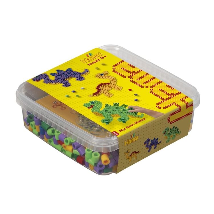 Bild vom Artikel Hama 8742 - My first Hama, Box mit ca. 600 Maxi-Bügelperlen, Stiftplatte und Zubehör, Dinosaurier vom Autor 