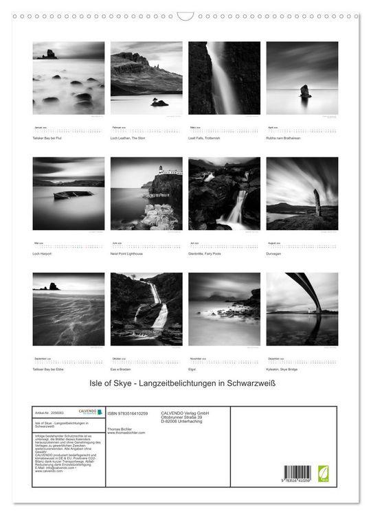 Produktbild: Isle of Skye - Langzeitbelichtungen in Schwarzwei&szlig; (Wandkalender 2026 DIN A2 hoch), CALVENDO Monatskalender
