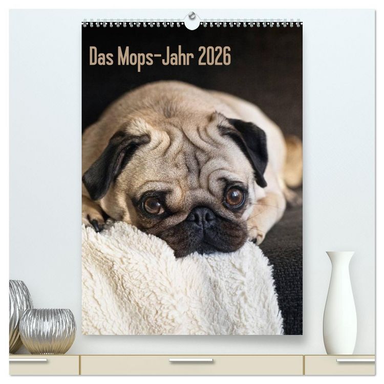 Produktbild: Das Mops-Jahr 2026 (hochwertiger Premium Wandkalender 2026 DIN A2 hoch), Kunstdruck in Hochglanz