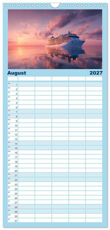 Produktbild: Familienplaner 2027 - Kreuzfahrtschiffe Kalender - Kreuzfahrten und Giganten der Meere mit 5 Spalten (Wandkalender, 21 x 45 cm) CALVENDO