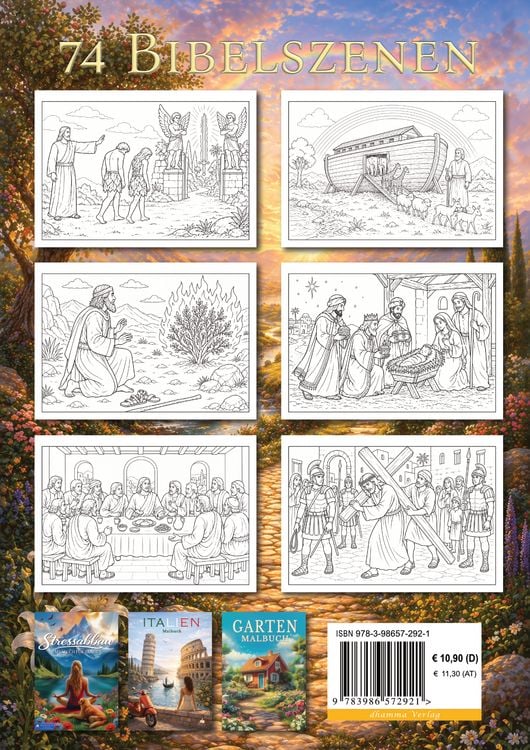 Produktbild: Bibel Malbuch f&uuml;r Kinder ab 8 Jahren und Erwachsene mit 74 wundersch&ouml;nen Ausmalmotiven aus dem Alten und Neuen Testament