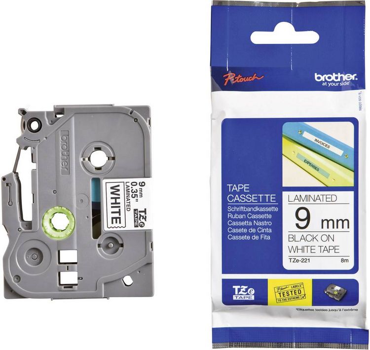 Produktbild: P-touch Band 9mm weiss-schwarz