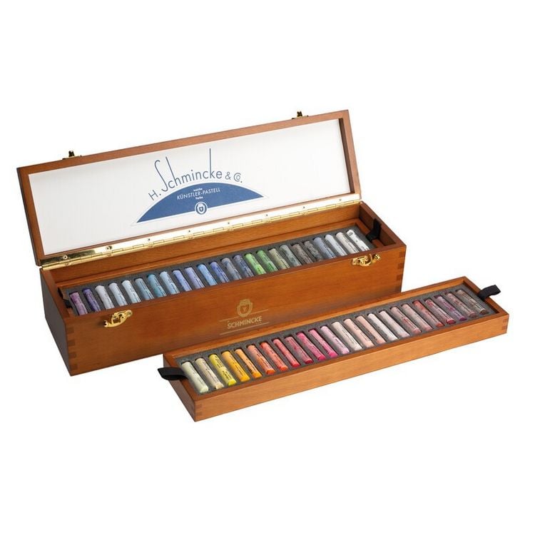 Produktbild: Schmincke Pastell Malkasten Holzkoffer, 48 Pastellstifte Retro