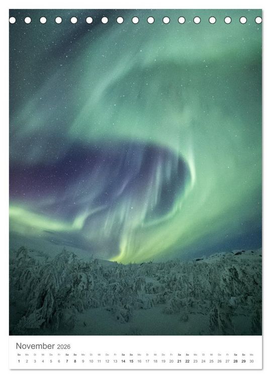 Produktbild: Nordlichter &ndash; Farbenspiel der Nacht (Tischkalender 2026 DIN A5 hoch), CALVENDO Monatskalender