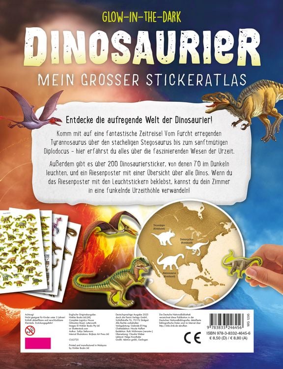 Produktbild: Glow-in-the-Dark Dinosaurier: Mein gro&szlig;er Stickeratlas