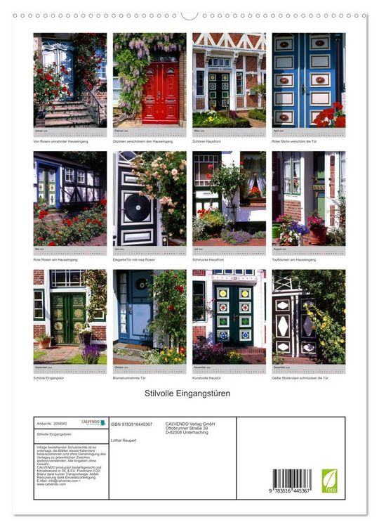 Produktbild: Stilvolle Eingangst&uuml;ren (hochwertiger Premium Wandkalender 2026 DIN A2 hoch), Kunstdruck in Hochglanz