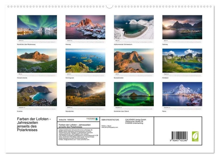 Produktbild: Farben der Lofoten - Jahreszeiten jenseits des Polarkreises (hochwertiger Premium Wandkalender 2026 DIN A2 quer), Kunstdruck in Hochglanz