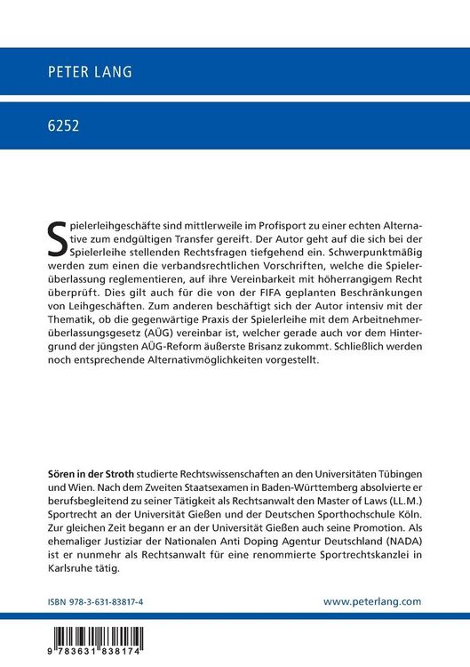 Produktbild: Die Spieler&uuml;berlassung &ndash; Rechtsfragen der gegenw&auml;rtigen Praxis der Spielerleihe