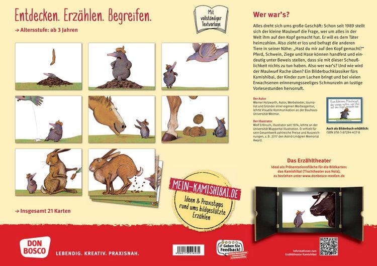 Produktbild: Vom kleinen Maulwurf, der wissen wollte, wer ihm auf den Kopf gemacht hat. Kamishibai Bildkartenset