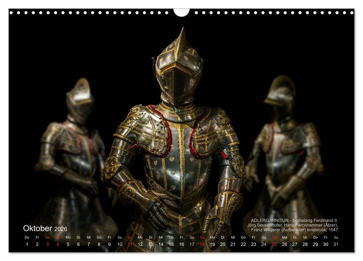 Produktbild: Historische R&uuml;stungen und Waffen (Wandkalender 2026 DIN A3 quer), CALVENDO Monatskalender
