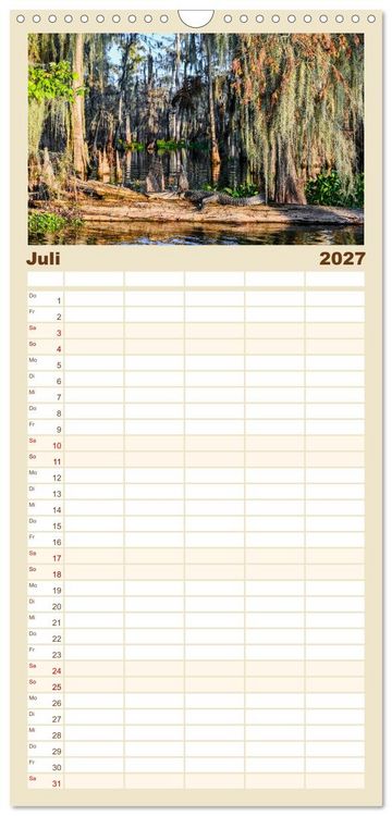 Produktbild: Familienplaner 2027 - Louisiana - S&uuml;mpfe und Plantagenh&auml;user mit 5 Spalten (Wandkalender, 21 x 45 cm) CALVENDO