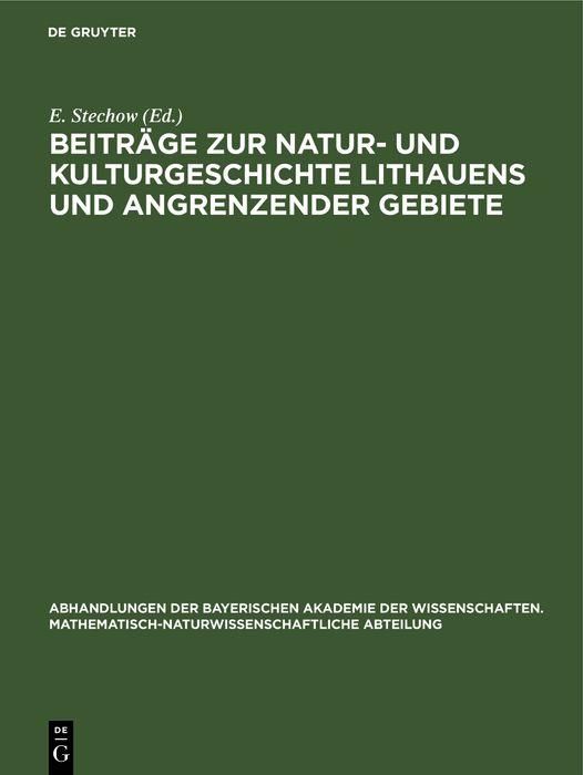 Produktbild: Beitr&auml;ge zur Natur- und Kulturgeschichte Lithauens und angrenzender Gebiete