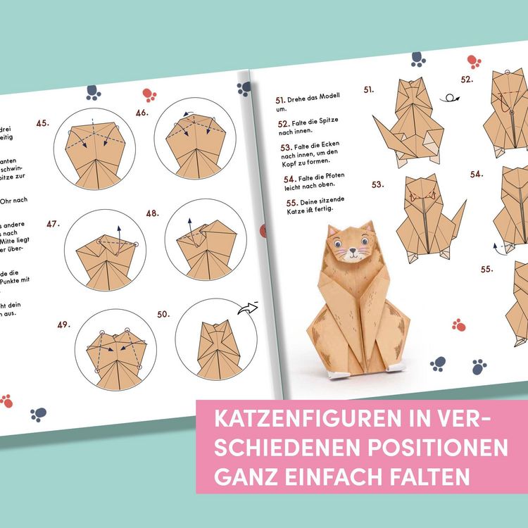Produktbild: OrigaMIAU. Niedliche Papiertiger zum Falten. Origamiblock mit Anleitungen.