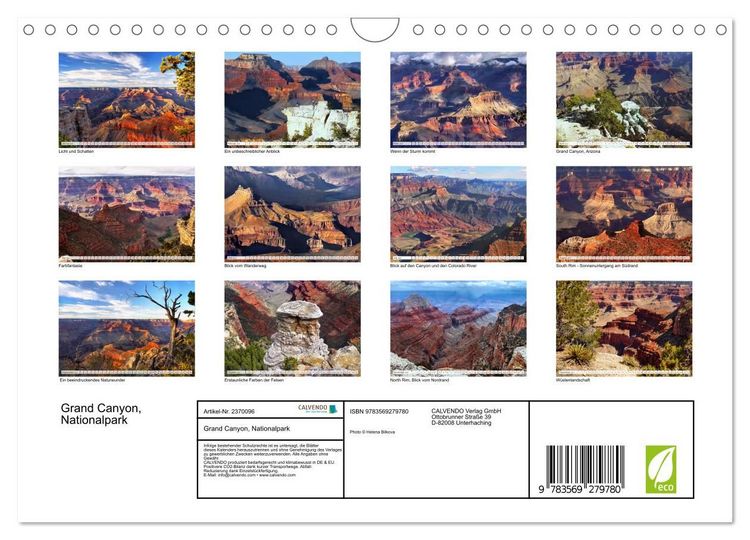 Produktbild: Grand Canyon, Nationalpark (Wandkalender 2027 DIN A4 quer), CALVENDO Monatskalender