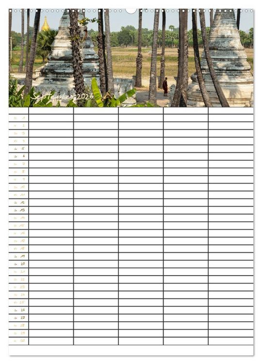 Produktbild: Goldenes Myanmar - Familienkalender 2026 (Wandkalender 2026 DIN A2 hoch), CALVENDO Monatskalender