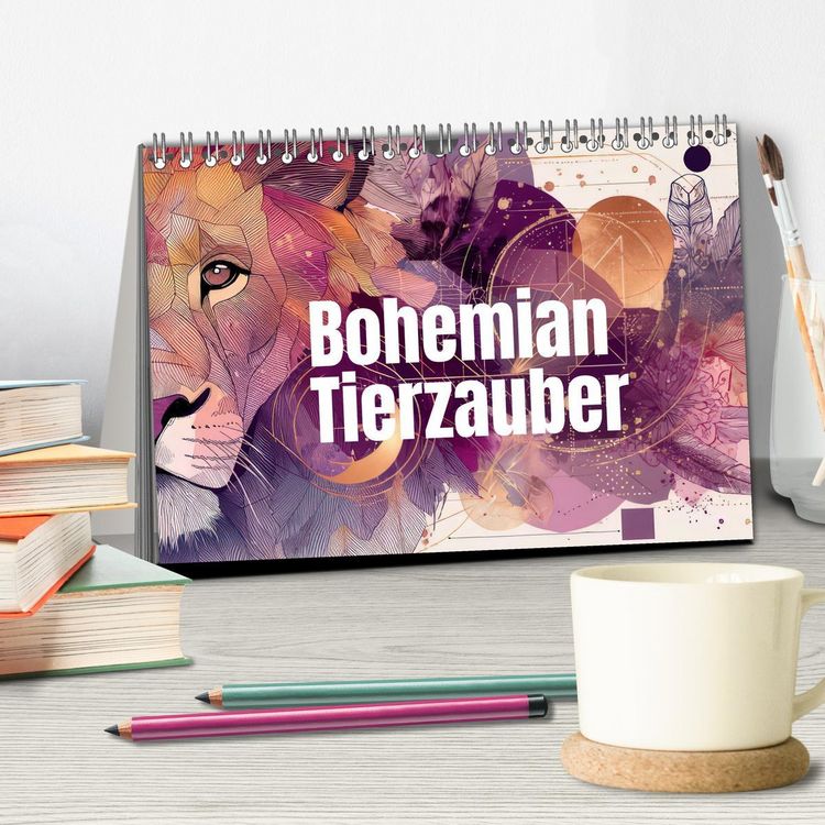 Produktbild: Bohemian Tierzauber (Tischkalender 2026 DIN A5 quer), CALVENDO Monatskalender