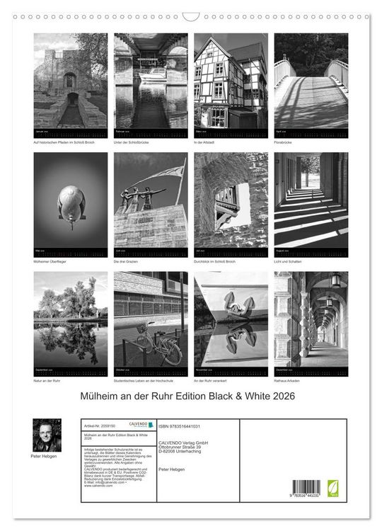 Produktbild: M&uuml;lheim an der Ruhr Edition Black & White 2026 (Wandkalender 2026 DIN A2 hoch), CALVENDO Monatskalender