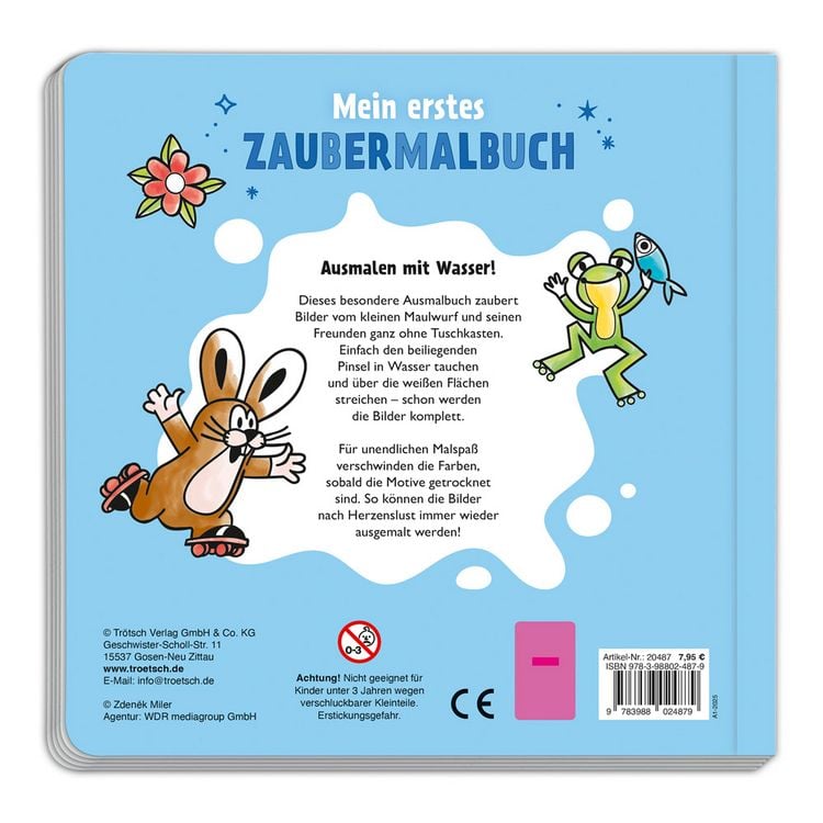 Produktbild: Tr&ouml;tsch Der kleine Maulwurf Malbuch mit Pinsel Mein erstes Zaubermalbuch