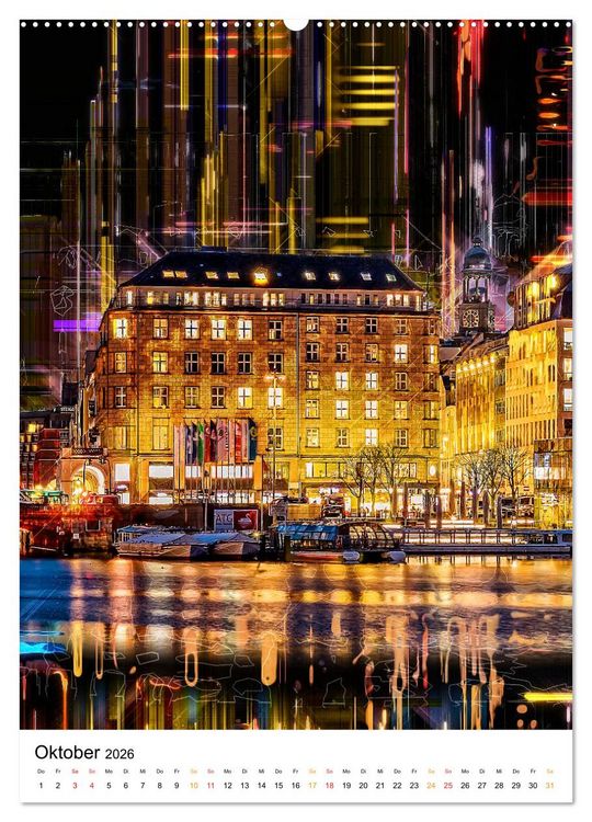 Produktbild: Hamburg bunte Stadt (Wandkalender 2026 DIN A2 hoch), CALVENDO Monatskalender