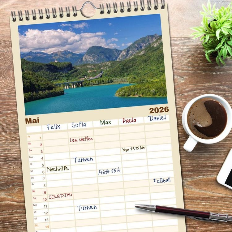 Produktbild: Familienplaner 2026 - Friaul-Julisch Venetien - zwischen Alpen und Adria mit 5 Spalten (Wandkalender, 21 x 45 cm) CALVENDO