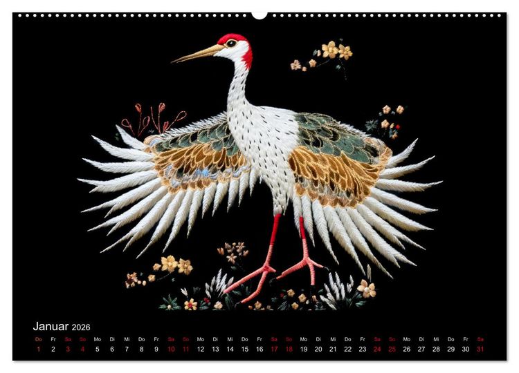 Produktbild: Japanische Stickerei - Hommage an die &Auml;sthetik des Landes (Wandkalender 2026 DIN A2 quer), CALVENDO Monatskalender
